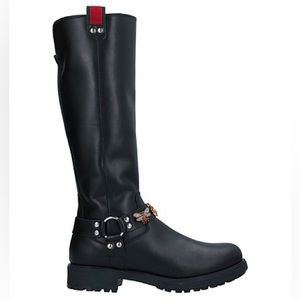 Florens Winter Black Leather Boots with Decor - Size 36